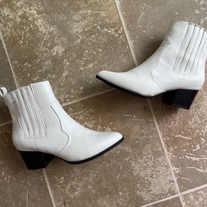 White western vegan leather booties block heel retro